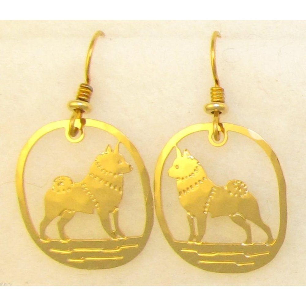 Norwegian Elkhound Wire Earrings by // Touchstone